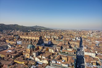 View from the Asinelli Tower of the Basilica San Petronio and Santa Maria della Vita