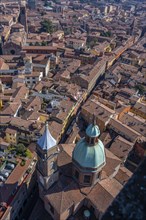 View from the Asinelli Tower of the towers of the churches of Santi Bartolomeo and Gaetano