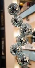 Disco balls with mirror pieces for dancing in a disco club