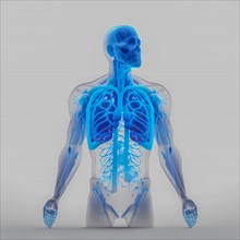 Human transparent body icon with lungs