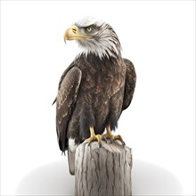 Portrait of an bald eagle who sits on a pole