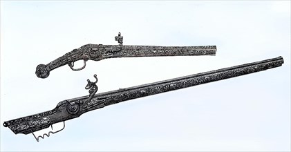 Weapons of the 17th century in Germany. An arquebus
