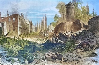 Bazeilles after the storming by the bavarians in the Battle of Sedan