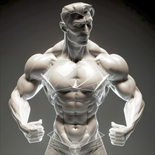 Icon image of human transparent body with many muscles