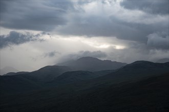 View from Ben Aan with dark cloudy sky