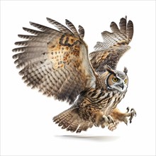 A eagle owl is flying
