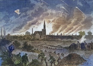 Fire of Strasbourg during the bombardment in the night of 25 August 1870