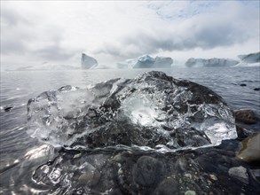 Chunks of ice floating in the Joekulsarlon glacier lagoon