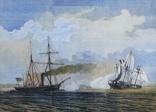 Battle of Havana between the German gunboat Meteor and the French Aviso Bouvet