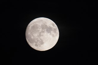 Full moon against a dark evening sky