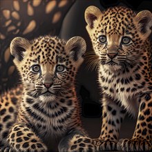 Two leopards puppies