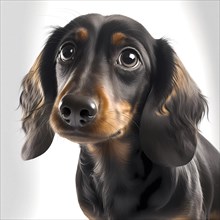 Portrait of a dachshund in front of a white background. AI generated Art