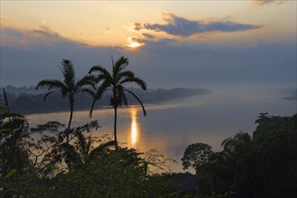 Beautiful view over Madre de Dios River at sunset