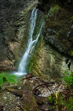 A small waterfall on the hiking trail in the Slovak Paradise National Park. Slovakia