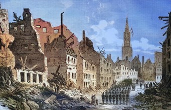 The street Steinstrasse in Strassburg after the capitulation
