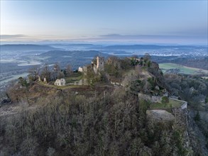 The Hohentwiel castle ruins at dawn
