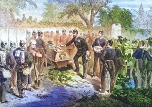 Burial of the French General Donaine by Prussian troops in Saargemuend