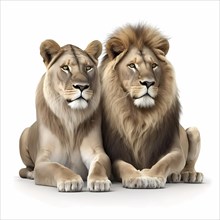 Lions in front of white background