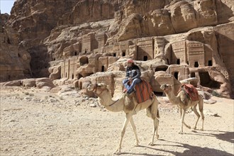 Bedouins with camels on horseback