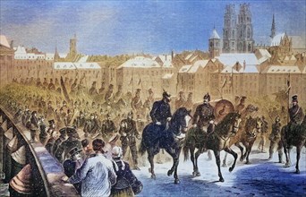 German troops crossing the Loire in Orleans on 5 December 1870