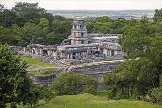 Palace with Observation Tower at the pre-Columbian Maya civilization site of Palenque