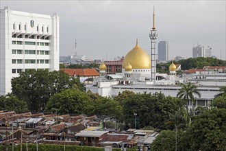 Aerial view over the mosque Masjid Baitul Hamdi at Surabaya