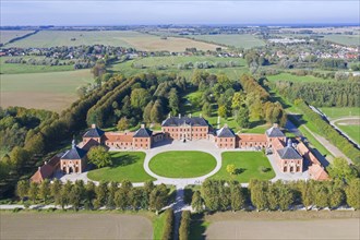 Aerial view over 18th century Schloss Bothmer