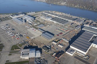 Aerial view Airbus Werke Hamburg Finkenwerder