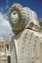 Medusa head in Roman ruins at Leptis Magna