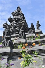 Elephant sculptures decorating Ganesha Temple at the theme park Pairi Daiza