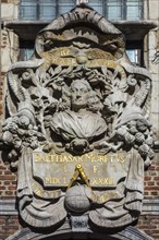 High relief sculpted figure of Balthasar Moretus