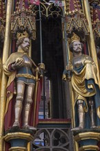 Figures at the Beautiful Fountain: King Arthur on the left