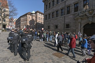 Police accompanying the demonstration Fridays for future in Nuremberg
