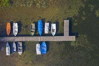 Aerial view over dinghies
