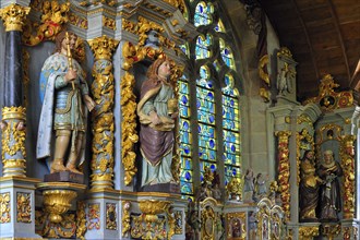 Altar and Baroque retable of the chapel at Sainte-Marie-du-Menez-Hom