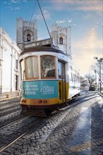 The Historic Streets with the famous tram 28 in front of Lisbon Cathedral
