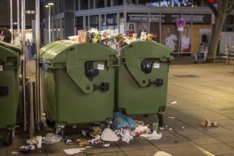 Full rubbish containers in the city centre of Stuttgart