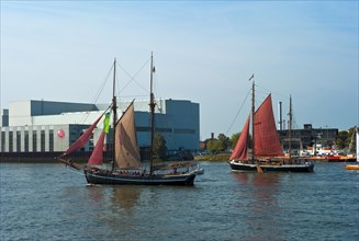 Museum ships on the Weser near Bremen Vegesack