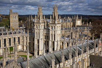 Aerial view over the All Souls College in Oxford