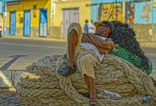 Fishermen Mindelo on Sao Vicente Island Cape Verde