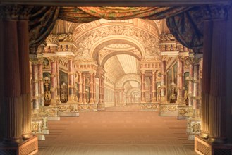Model opera stage with scenery