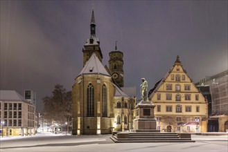 Snow lies on Schillerplatz