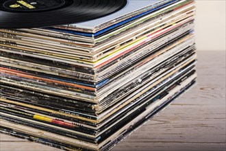 Stack of old long playing album records