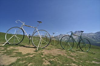 Giant bicycle sculptures at the Col dAubisque in the Pyrenees