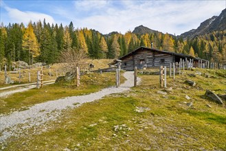 Alpine hut in autumn