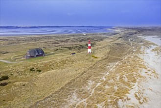 Red and white striped lighthouse List East