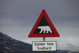 Polar bear warning sign