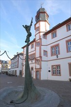 Sculpture and fountain Undine by Karlheinz Oswald 1996 in front of the historic town hall