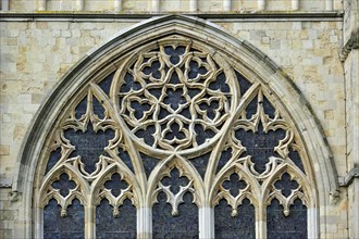 Bar tracery in Gothic window of the Canterbury Cathedral in Canterbury