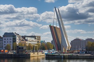 Lift bridge in the port of Antwerp